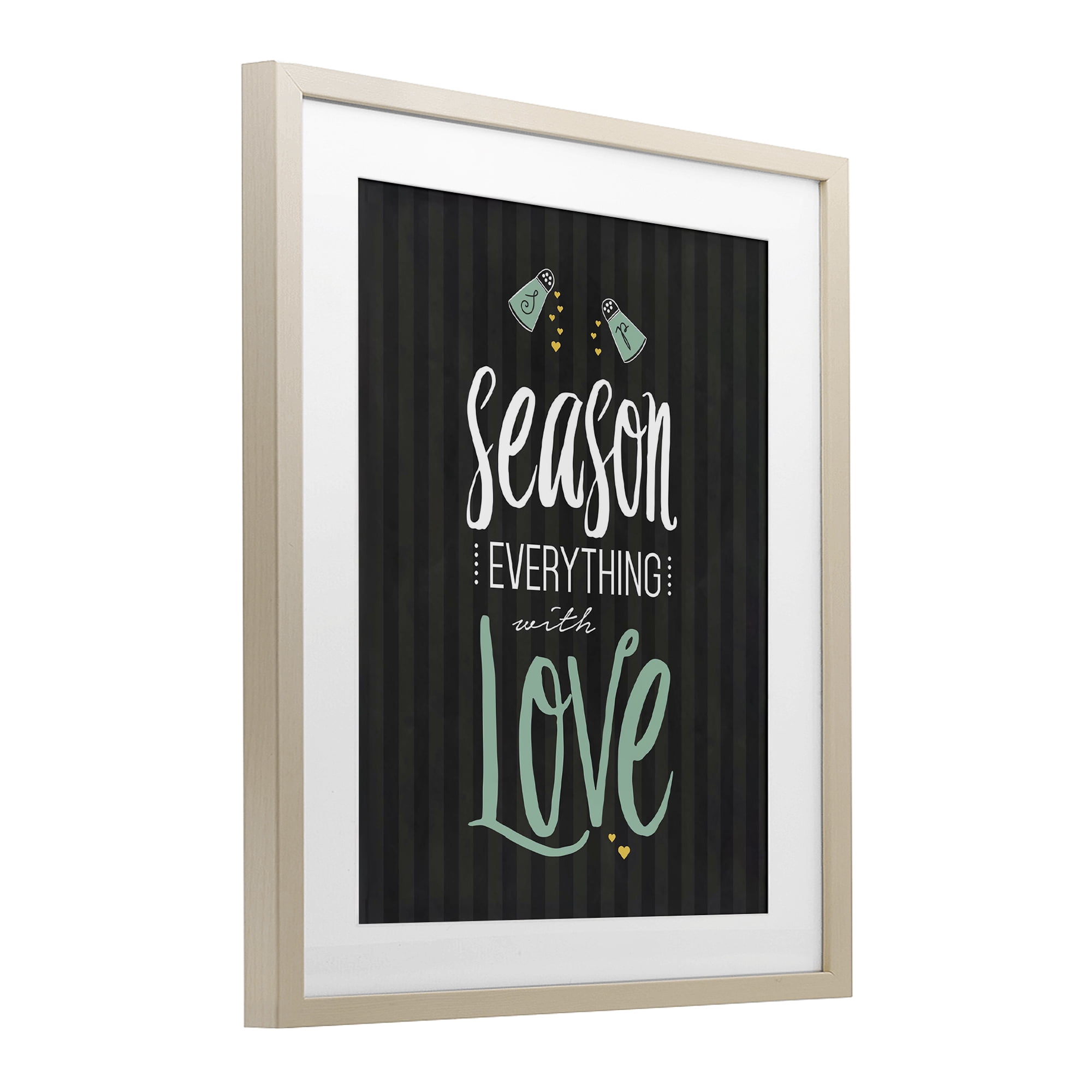 Season With Love Black & Green Birch Framed Print Under Glass, design by Lettered and Lined