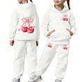 thumbnail image 2 of Girls Sweatsuit Set Size 10-12 Casual Print Hoodie and Pants Outfit 2 Piece Toddler Kids Fashion Athletic Wear Comfy Daily Play Youth Two Piece Tracksuit for Loungewear, 2 of 7