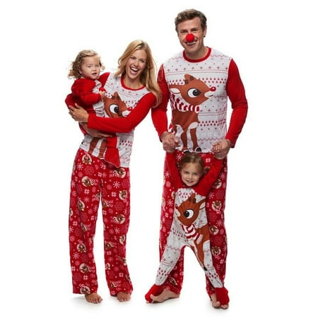 

Family Matching Christmas Pajamas Sets Dad Mom Kids Baby Cartoon Deer Snowflake Printed Sleepwear Homewear