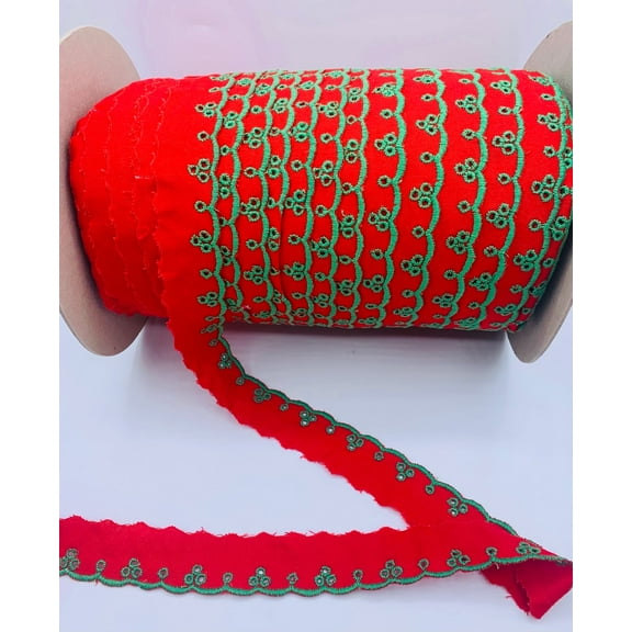 Red/Green 1" Basic Eyelet Edge