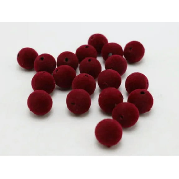 U8MO 100 Velvet Acrylic Round Beads 10mm for Jewelry Making Choker necklace Tassel -Wine Red