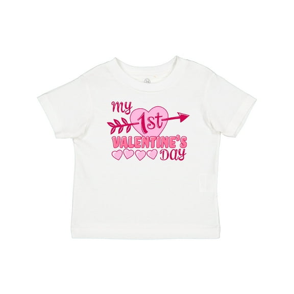 Inktastic My First Valentine's Day with Pink Heart and Arrow Boys or Girls Baby T-Shirt