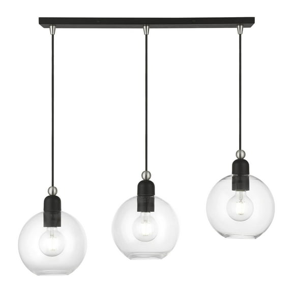 Livex Lighting - Downtown - 3 Light Sphere Linear Chandelier In Industrial