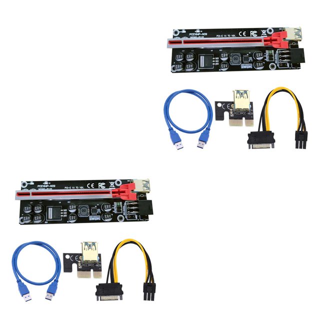 stanreset PCI-E 1x to 6x USB3.0 Extender Card Board Portable Desktop PC Mining Adapter Cable Electric Equipment Accessories Red Slot Blue Cable 2Set