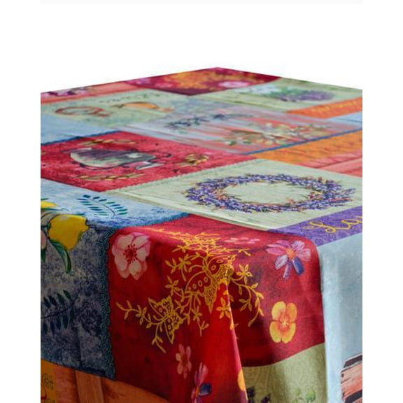 Fiori Colorati 100% Polyester, Stain Resistant Tablecloth Circle Diameter 63 inch
