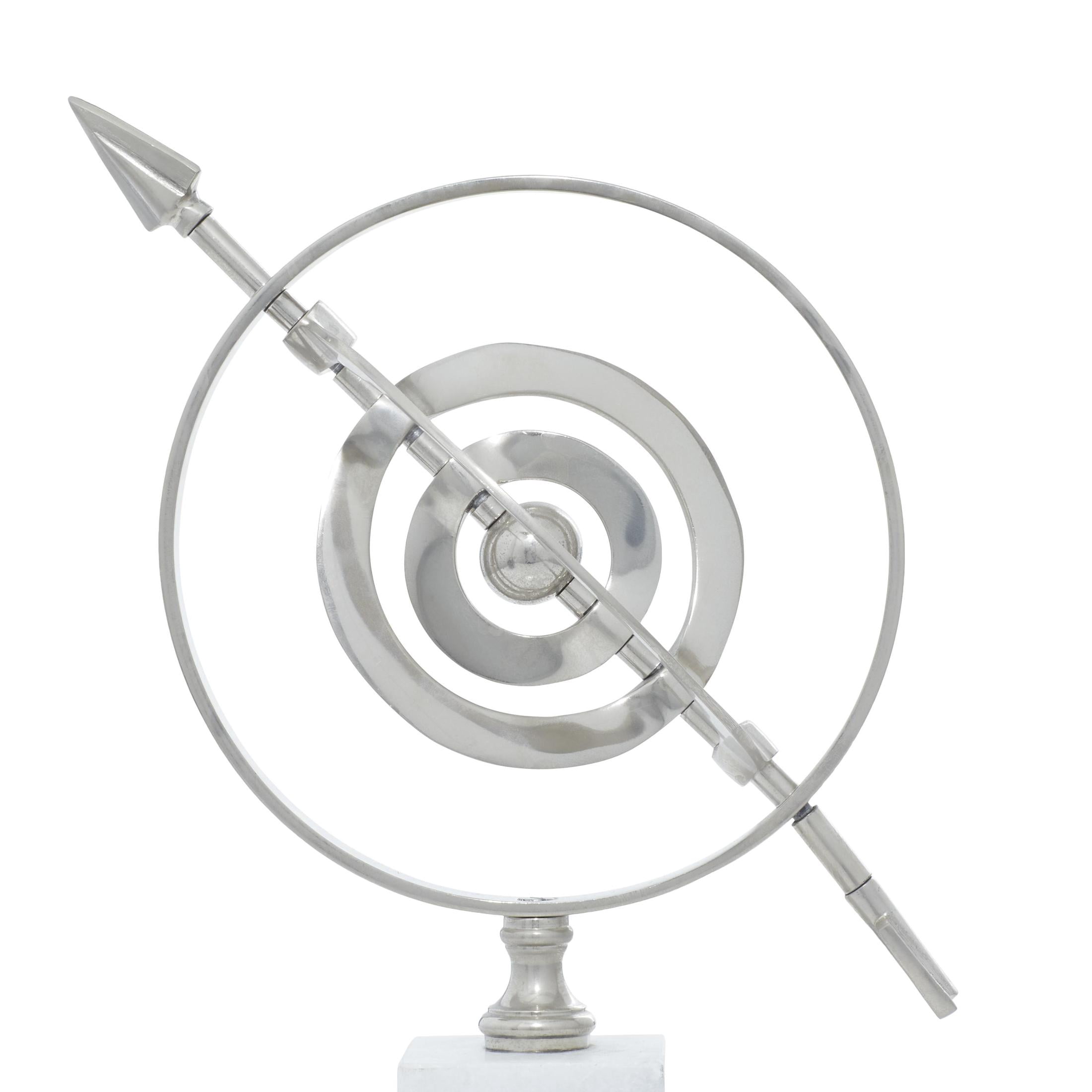 DecMode 10" Silver Armillary Globe with Marble Base