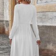 thumbnail image 4 of Sokhug Womens Button Down Midi Dress Long Sleeve Crew Neck Flared A Line Casual Dresses with Pockets, 4 of 7
