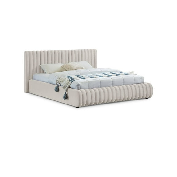 Meridian Furniture Nico Cream Velvet King Bed