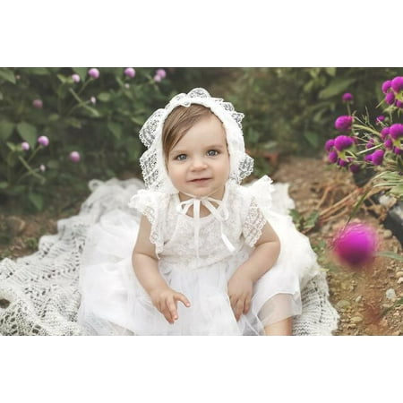 

Baby Girls Baptism Dress Christening Gown Blessings Dress with Bonnet 12M 6-12M