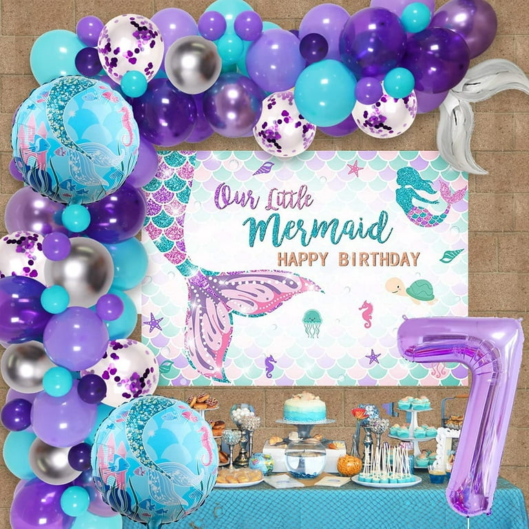Mermaid Party Decorations for Girls 7th Birthday Mermaid Tail