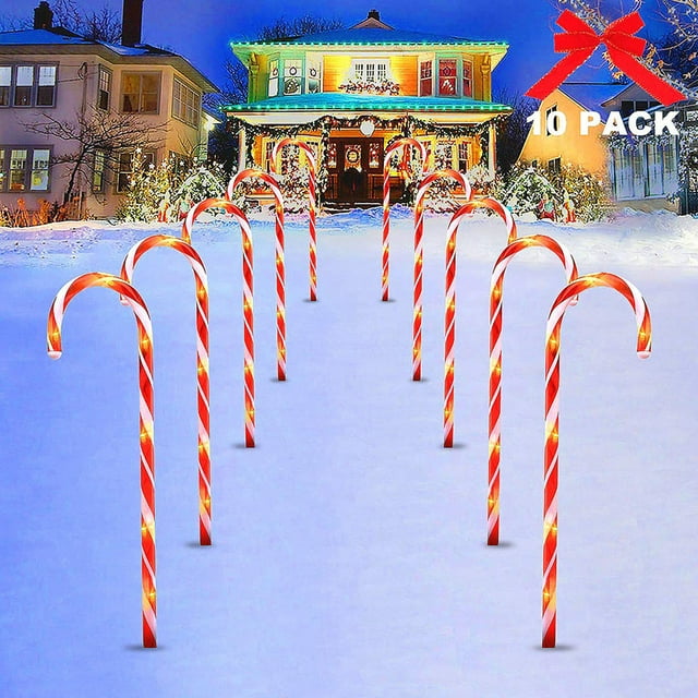Cadena de luces navideñas con forma de muleta, luces LED decorativas para árbol de Navidad al aire libre, luces con mango de paraguas para vacaciones