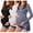 Black / White / Grey Blue, variant on Weardear 3 Pack Maternity Shirts Womens Long Sleeve Side Ruched Tunic Tops High Elasticity Pregnancy Clothes Crew Neck Basic T Shirt