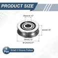 thumbnail image 2 of Uxcell 6 Pcs Small V Groove Ball Bearing Pulley, 3x12x4mm Miniature Pulley Bearing Carbon Steel Replacement for Rail Track Linear Motion System, 2 of 6