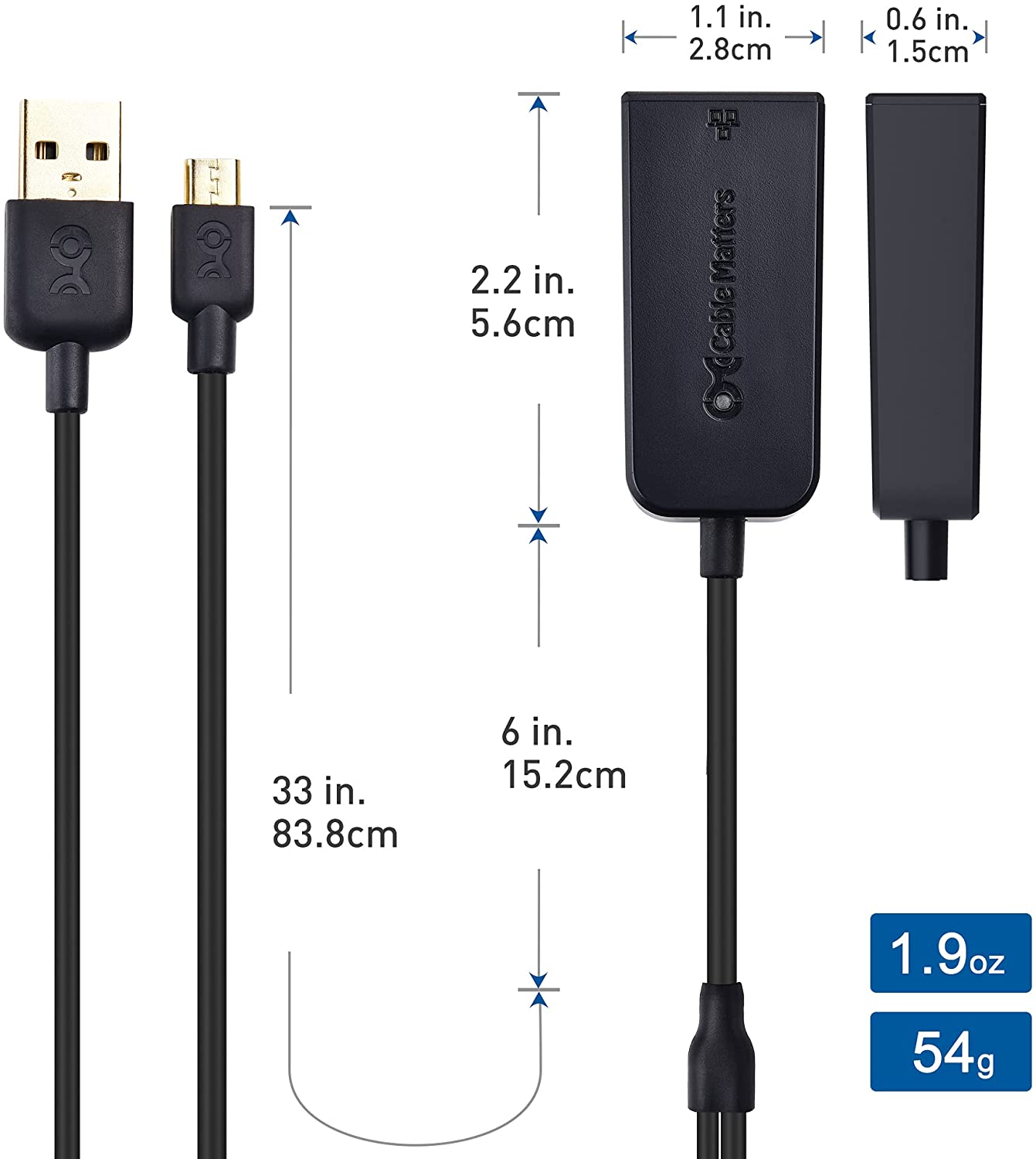 Cable Matters Micro USB to Ethernet Adapter Up to 480Mbps for Streaming Sticks Including Chromecast, Google Home Mini and More - Not Compatible with Roku Device - image 4 of 7