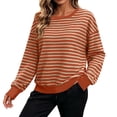thumbnail image 3 of Perfectbot Women's Oversized Striped Crewneck Sweatshirt, Relaxed Fit Long Sleeve Pullover Fall Winter Top, 3 of 8