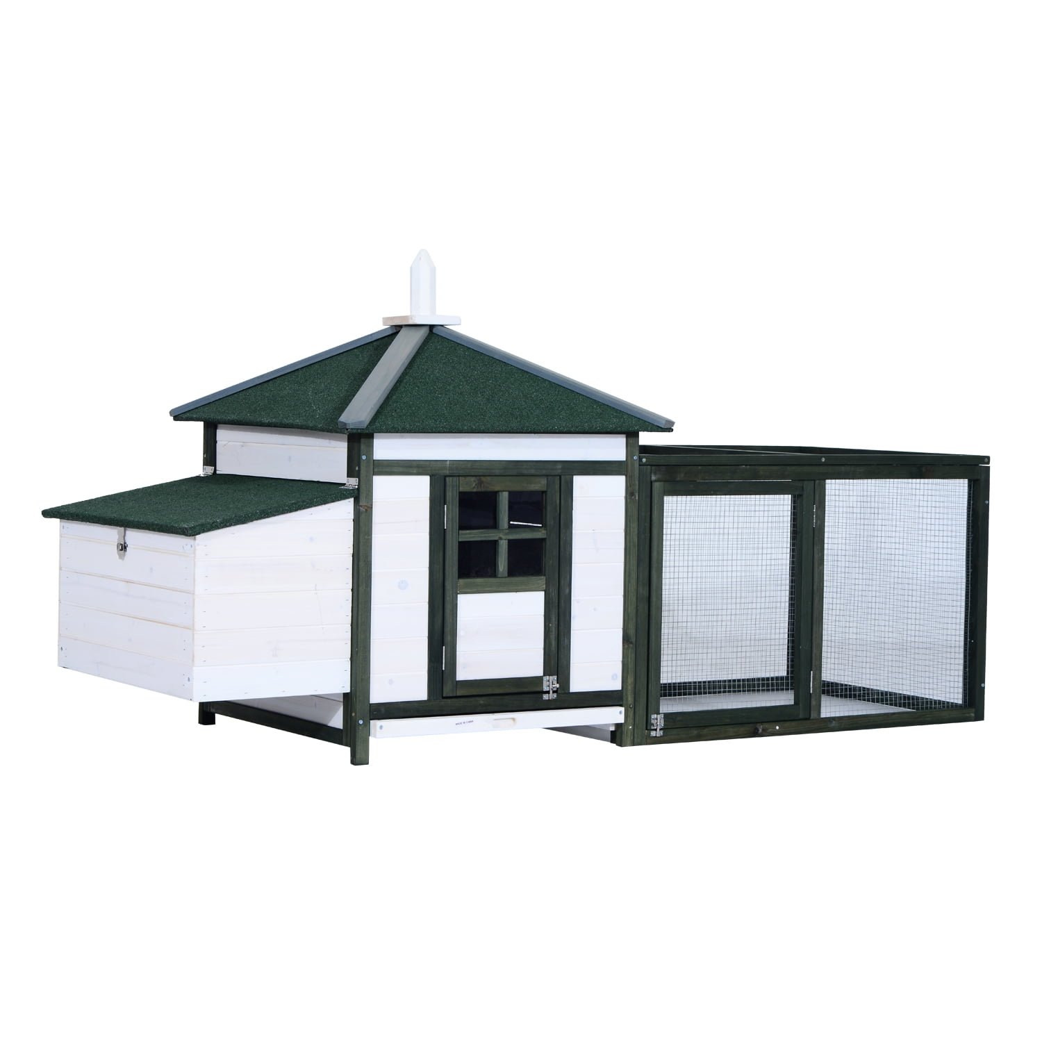 PawHut 77" Wooden Weatherproof Backyard Chicken Coop Kit With 2Part