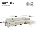 thumbnail image 3 of Harper & Bright Designs L-Shaped Sectional Sofa Set with Ottoman, 4-Seat Couch with Folding Table, Chenille Upholstered Sectional Sofe with Charging for Living Room, 130", Beige, 3 of 21