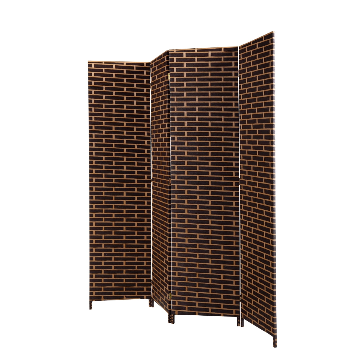 Kadyn 4 Panel Folding Weave Fiber Room Divider for Home, Portable Privacy Room Screen for Office, Dark Brown Kadyn 4 Panel Folding Weave Fiber Room Divider for Home, Portable Privacy Room Screen for Office, Dark Brown