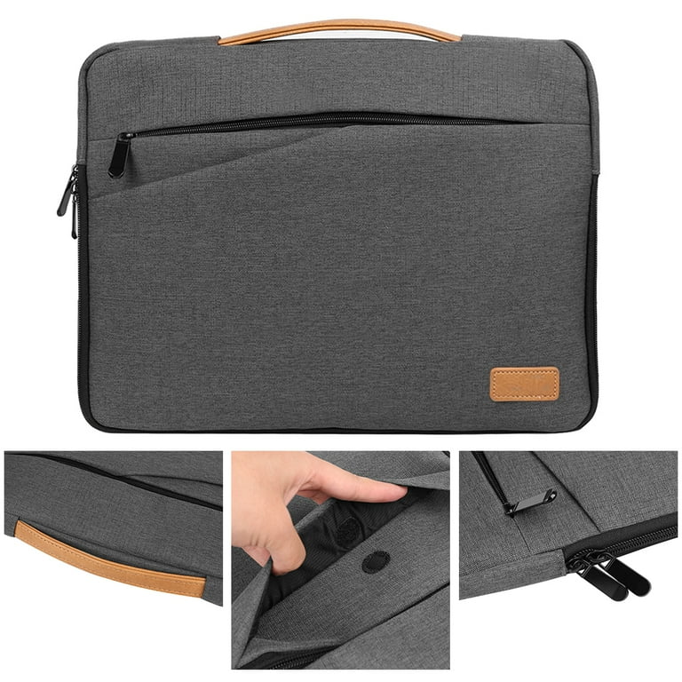 Sumaclife Multi Purpose Universal Slim Nylon Laptop Sleeve Case for Laptops Notebooks Ultrabooks Sizes Up to 15 15.6 Inches with Vegan Leather