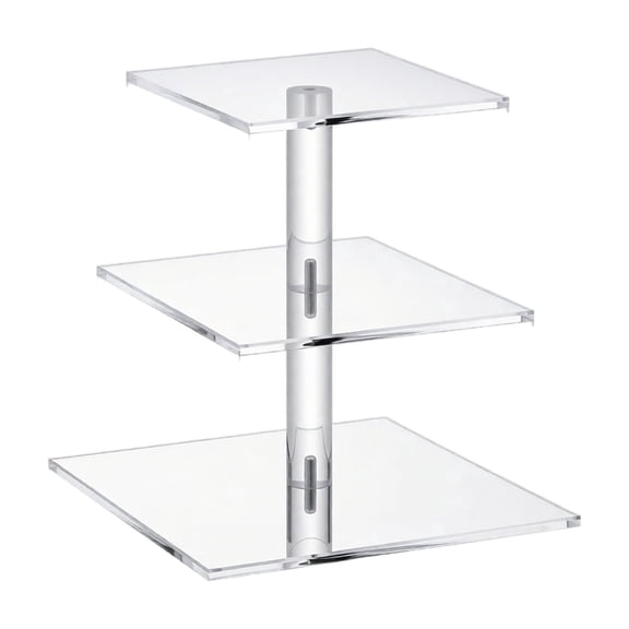 Clear Acrylic Tiered Cupcake Stand, Square Stepped Dessert Display Tower for Wedding Birthday Party Shower Cake Holder
