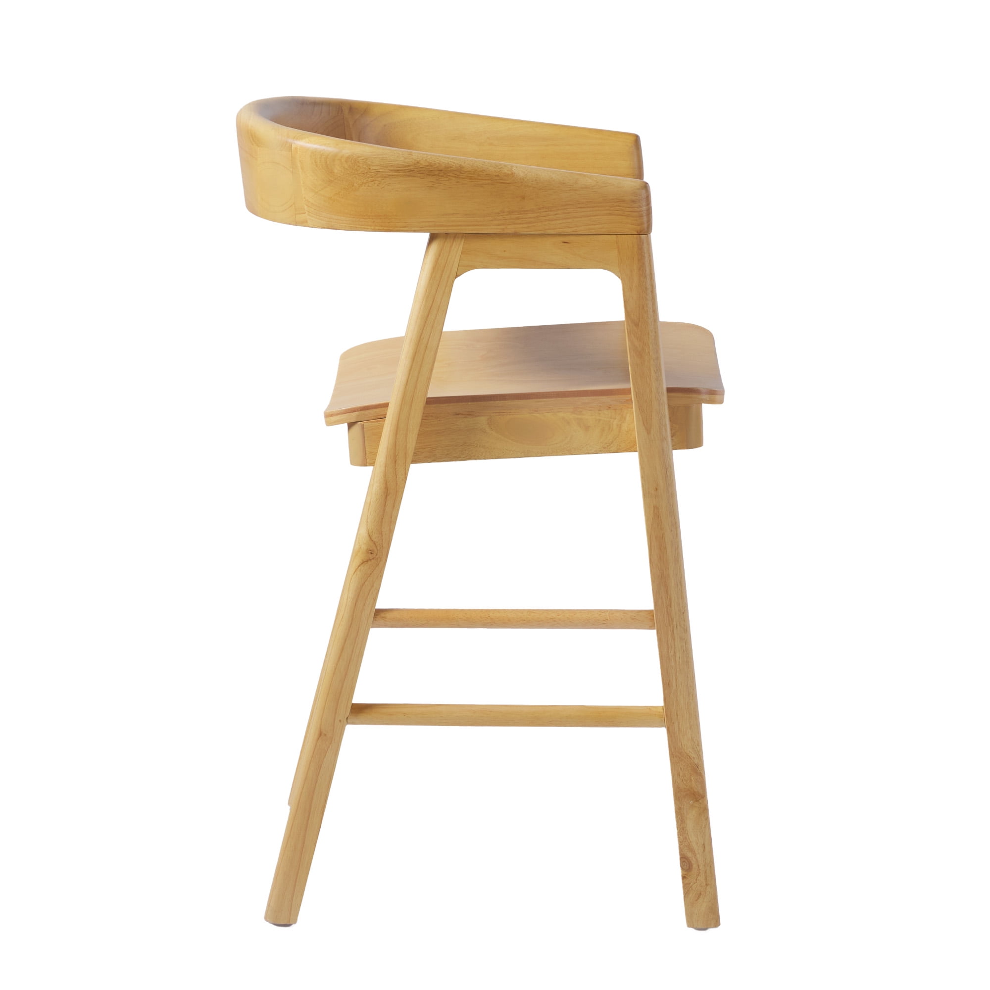 Walker Edison Modern Solid Wood Rounded Back Counter Stool, Natural