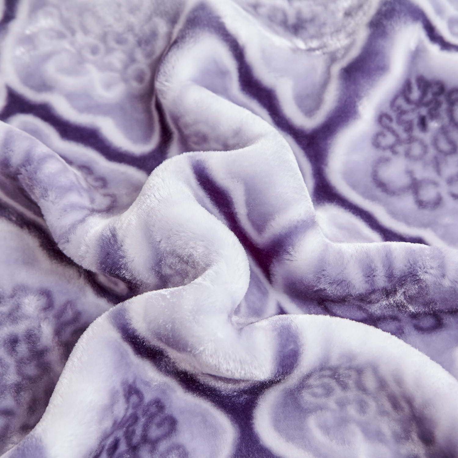 Heavy Thick Fleece Blanket King Size, 10.5lbs,2 Ply A & B Pattern Silky Soft Warm Reversible Raschel Winter Blanket, Minky Soft Plush Blanket for Sofa Bed, 87"x94", Navy Grey Floral