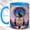 Blue, variant on Jeweled Dreamcatcher Coffee Mug, Boho Feather Mug, Ceramic 11 oz