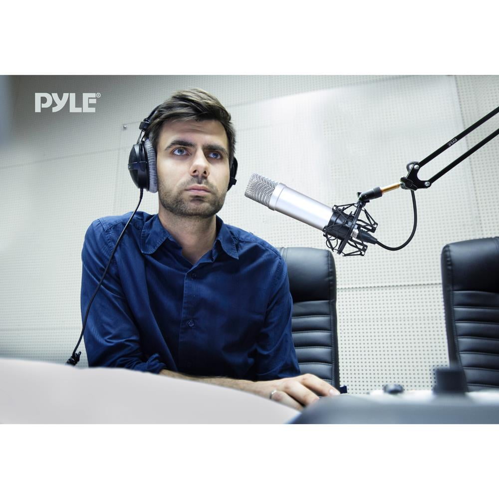 Pyle PMKSH01 - Suspension Microphone Boom Stand - Studio Scissor Arm Mic Mount Holder with Shock Mount Clip (Table Clamp Style)