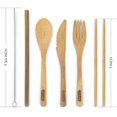 thumbnail image 3 of Bamboo Travel Utensil Set Midnight Black | Bamboo Fork, Knife, Spoon, Chopsticks, Straw, Straw-cleaning brush, Travel Pouch and Carabiner | Excellent For Everyday Use!, 3 of 9