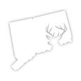 thumbnail image 1 of Connecticut Deer State Sticker Decal Die Cut - Self Adhesive Vinyl - Weatherproof - Made in USA - Many Color and Sizes - buck hunt hunting rifle ct, 1 of 6