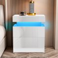 thumbnail image 7 of Hommpa Modern LED Nightstand 2 Drawer Bedside Table High Gloss White Smart Nightstands End Side Table for Bedroom, 7 of 7