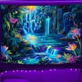 thumbnail image 4 of Blacklight Fantasy Forest Tapestry Aesthetic Flower Butterfly UV Reactive Tapestry Wall Hanging for Bedroom Living Room, 60X40IN, 4 of 5