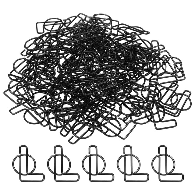 Unique Bargains Paper Clip Coated Letter L Shape Alphabet Clips Bookmarks, Black, 100 Count