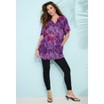 thumbnail image 3 of Roaman's Women's Plus Size Angelina Crinkle Crepe Y-Neck Short Sleeve Tunic, 3 of 6
