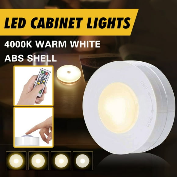 Wireless LED Cabinet Puck Lights Closet Under Lighting With Remote Touch Control Energy Saving