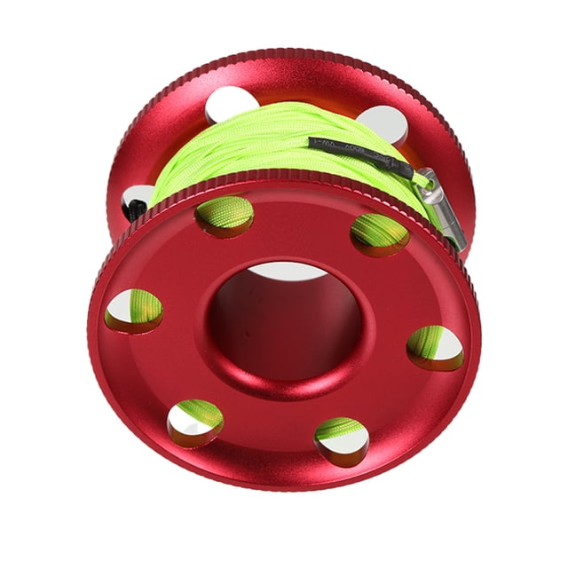 Advancent Carrete de seguridad de cuerda de alta densidad, carrete ligero para buceo en cueva con gancho a presión, equipo de suministros para deportes Deportes acuáticos Rojo Advancent OD030915-01B