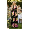 thumbnail image 4 of HAPPY BAY Women's Summer Boho Beach A-Line Maxi Smocked Evening Frill Dress Long Tube Dresses for Women S-M Multi, Hibiscus, 4 of 5