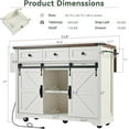 thumbnail image 4 of Farmhouse Kitchen Island with Power Outlet, 2 Sliding Barn Door and Drop Leaf, Spice Rack Rolling Kitchen Cart on Wheels for Home and Dining Room (White), 4 of 9