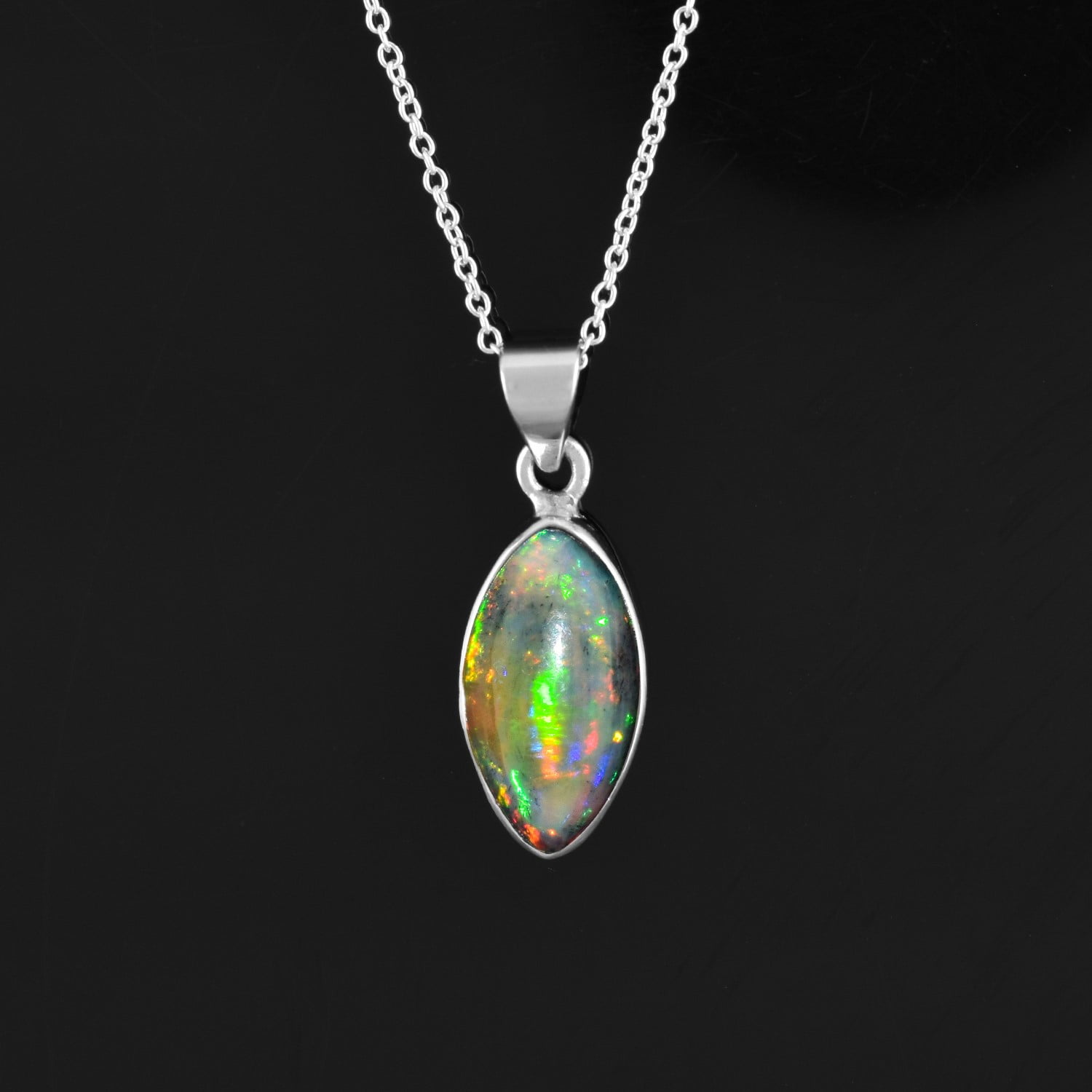 Healing Opal Necklace Gift For Girlfriend Black Tumble opal Necklace Natural Ethiopian Opal Tumble Beaded Necklace October Necklace
