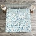 thumbnail image 3 of Ambesonne Science Quilted Bedspread Set 3 Pcs, Physics Themed Drawing, King Size, Blue Pale Blue, 3 of 3