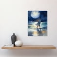 thumbnail image 2 of Full Moon Frolics Watercolour Beach Seascape Painting Blue Orange Couple Moonlight Dance At Coastal Landscape Bedroom Art Unframed Wall Art Print Poster Home Decor Premium, 2 of 5