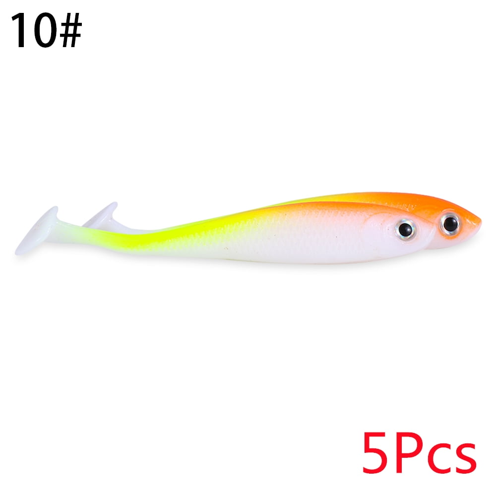 5pcs Colorful Minnow T Tail Wobblers 71mm Silicone Fishing Tackle Lure Bait  Soft Fishing Lures Jig Bait Worms 10 