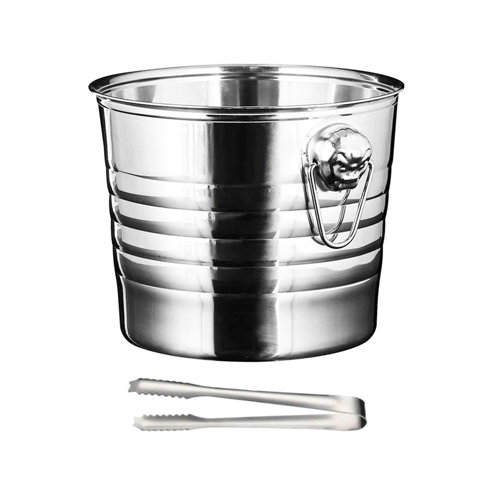 Stainless Steel Ice Bucket Ice with Clamp Comfortable Carry Handle Fashionable Appearance Durable Ice Cube Container for Dining Room 7L