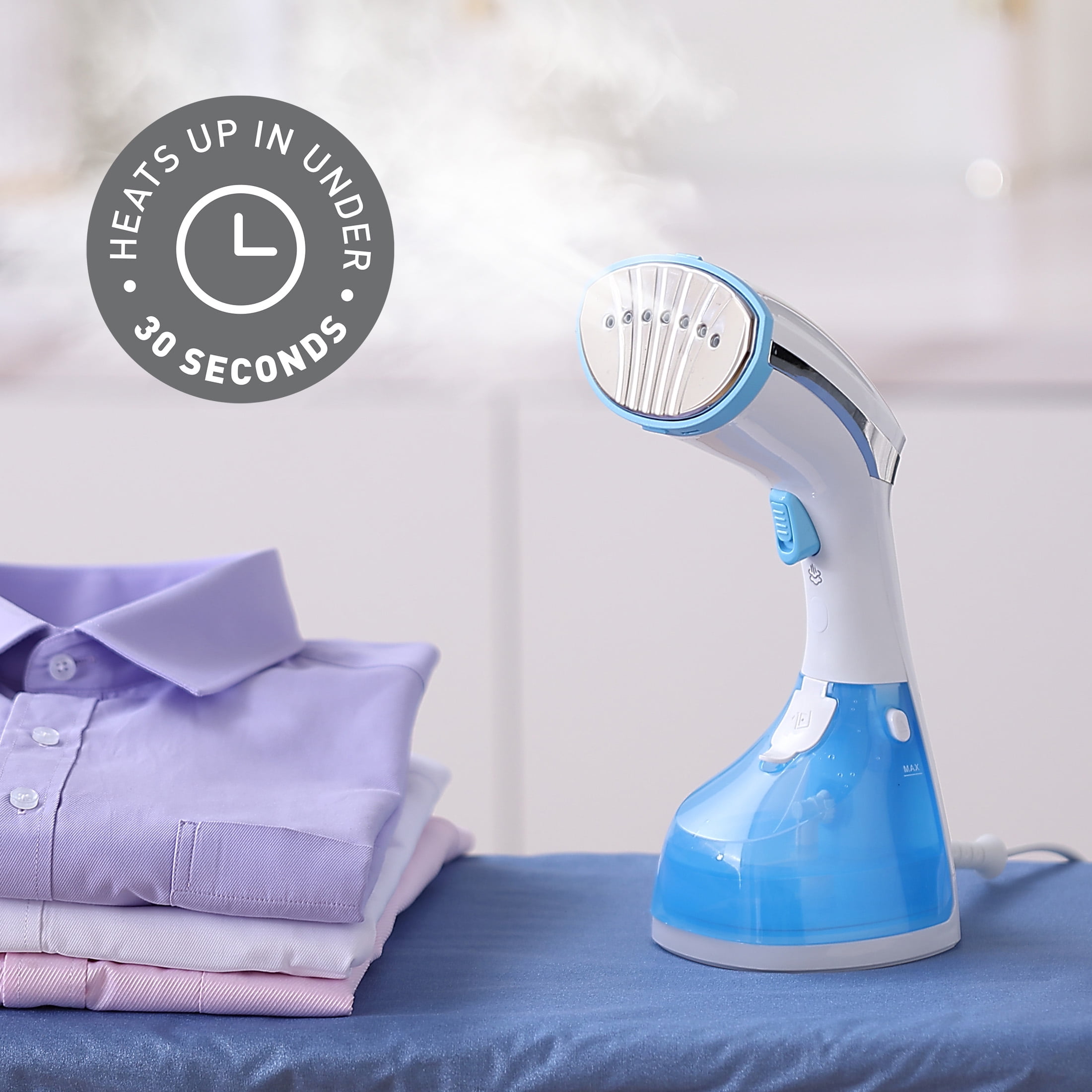 Sunbeam 1200W Handheld Steamer, Extra Burst of Steam Feature, White and Blue Finish