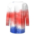 thumbnail image 5 of JTZGDY Plus Size Womens Independence Day Tops Loose Fit Casual Dressy American Flag Printed Summer 3/4 Length Sleeve Oversized Crewneck Graphic Holiday Tees Shirt Red#01 M, 5 of 7