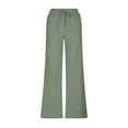 thumbnail image 4 of XuJwPNcy Womens Summer Casual Pants High Waist Pockets Cotton Linen Pants Baggy Palazzo Wide Leg Boho Beach Trousers, 4 of 6