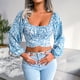 thumbnail image 5 of Top corto con estampado floral, top de manga larga con lazo de compras LYUMO Blusas, Camisas y Playeras, 5 of 6