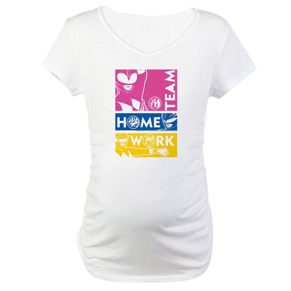 CafePress - Power Rangers Team Home Women's Maternity T Shirt - Cotton Maternity T-shirt, Cute & Funny Pregnancy Tee