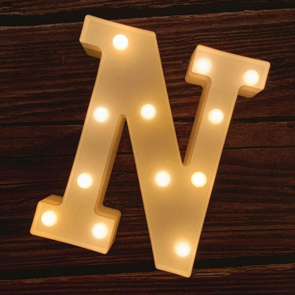 Decorative Led Light Up Number Letters,26 Alphabet Golden Plastic Marquee Lights Sign Party Wedding Home Decoration Cute Size Table Lamp Battery Powered Night Lights Hung on The Wall 
