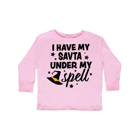 

Inktastic I Have My Savta Under My Spell with Cute Witch Hat Gift Toddler Boy or Toddler Girl Long Sleeve T-Shirt
